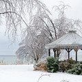Frozen Winter Landscape with Gazebo